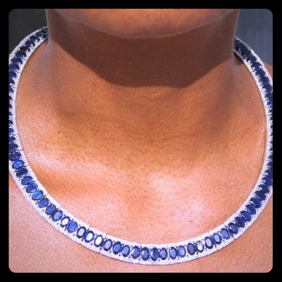 custom Jewelry - 89.18 ct Sapphire, diamond 14k gold necklace $102K